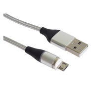 PremiumCord Magnetický micro USB a USB-C nabíjecí a datový kabel, 1m, stříbrná