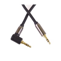 PremiumCord HQ stíněný kabel stereo Jack 3.5mm - Jack 3.5mm zahnutý 90°, 3m