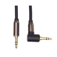 PremiumCord HQ stíněný kabel stereo Jack 3.5mm - Jack 3.5mm zahnutý 90°, 5m