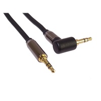 PremiumCord HQ stíněný kabel stereo Jack 3.5mm - Jack 3.5mm zahnutý 90°, 5m