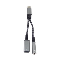 PremiumCord Redukce USB-C /3,5mm jack s DAC chipem + USB-C pro nabíjení 13cm