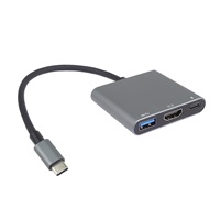 PremiumCord Adaptér USB-C na HDMI + USB3.0 + PD, rozlišení 4K a FULL HD 1080p