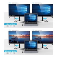 PREMIUMCORD Dokovací stanice USB-C 10v1, 1xHDMI, 1xVGA, 2xUSB-C, 3xUSB, 1xRJ45, čtečka SD karet, šedá