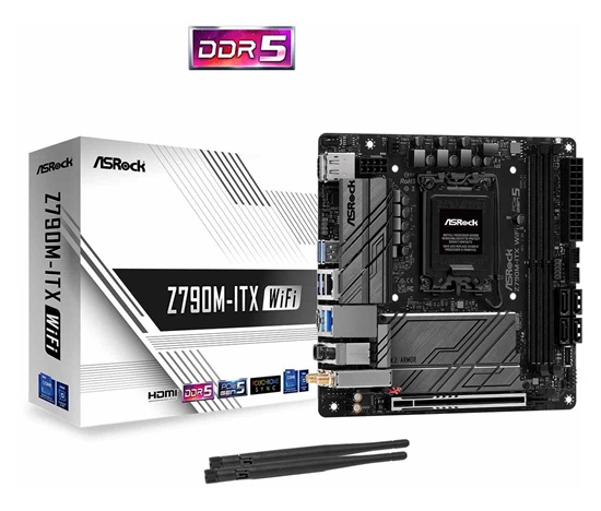 ASRock MB Sc LGA1700 Z790M-ITX WIFI, Intel Z790, 2xDDR5, 1xDP, 1xHDMI, WI-FI, mini-ITX