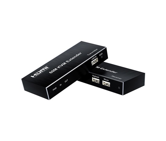 PremiumCord HDMI KVM extender s 2xUSB na 60m s audiem přes jeden kabel Cat5/6