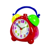 TechnoLine Modell K red dětský budík, analogový, řízený krystalem, tichý chod, pestrobarevný