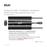 Club3D hub USB Gen3x2 Type-C (USB4), 6-in-1 s HDMI 8K60Hz/4K120Hz, 2xUSB, RJ45 a 2xUSB-C, 1xData, 1xPD - nabíjení 100W
