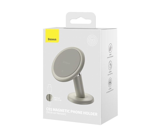 Baseus C01 magnetický držák do auta (na palubní desku), krémově bílá