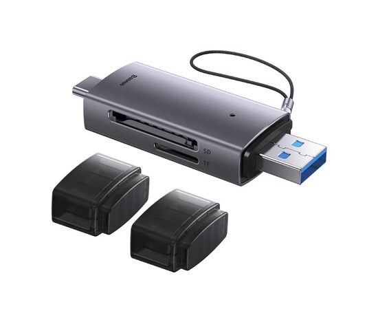 Baseus čtečka paměťových karet Lite Series USB-A + USB-C/SD, microSD, šedá