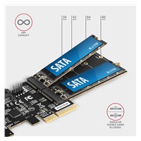 AXAGON PCES-SA4M2, PCIe kontroler - 2x wewnętrzny port SATA 6G + 2x slot SATA M.2, ASM1164, SP & LP