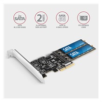 AXAGON PCES-SA4M2, PCIe kontroler - 2x wewnętrzny port SATA 6G + 2x slot SATA M.2, ASM1164, SP & LP