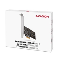 AXAGON PCES-SA4M2, PCIe kontroler - 2x wewnętrzny port SATA 6G + 2x slot SATA M.2, ASM1164, SP & LP