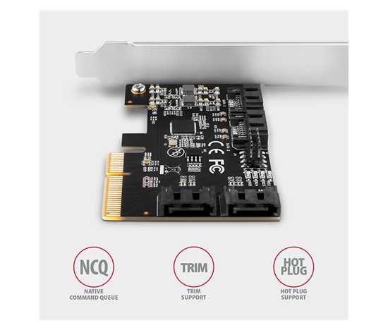 AXAGON PCES-SA4X4, PCIe kontroler - 4x wewnętrzny port SATA 6G, ASM1164, SP & LP