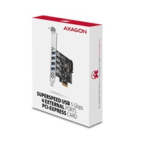 AXAGON PCEU-43RS, PCIe kontroler, 4x USB 3.2 Gen 1 port, 5 Gbps, zasilanie PCIe lub SATA, SP & LP