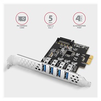 AXAGON PCEU-43RS, PCIe kontroler, 4x USB 3.2 Gen 1 port, 5 Gbps, zasilanie PCIe lub SATA, SP & LP