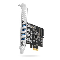 AXAGON PCEU-43RS, PCIe kontroler, 4x USB 3.2 Gen 1 port, 5 Gbps, zasilanie PCIe lub SATA, SP & LP