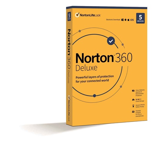 NORTON 360 DELUXE 50GB +VPN 1 uživatel pro 5 zařízení na 3 roky - ESD