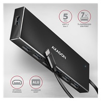 AXAGON HUE-F7C, 7x USB 3.2 Gen 1 ALU FLAT CHARGING hub, złącze zasilania micro USB, kabel USB-C 30cm