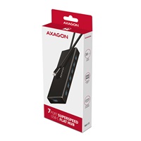 AXAGON HUE-F7C, 7x USB 3.2 Gen 1 ALU FLAT CHARGING hub, złącze zasilania micro USB, kabel USB-C 30cm