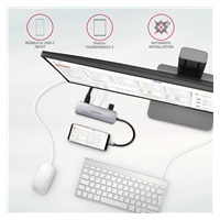 AXAGON HMC-HCR3A, USB 3.2 Gen 1 hub, porty 3x USB-A, HDMI 4k/30Hz, SD/microSD, kabel USB-C 20cm