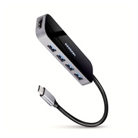 AXAGON HMC-6H4A, USB 3.2 Gen 1 hub, porty 4x USB-A, HDMI 4k/30Hz, PD 100W, kabel USB-C 20cm