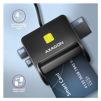 AXAGON CRE-SM3SD, USB-A FlatReader 4-slot czytnik kart identyfikacyjnych + SD/microSD/SIM, kabel 1,3 m