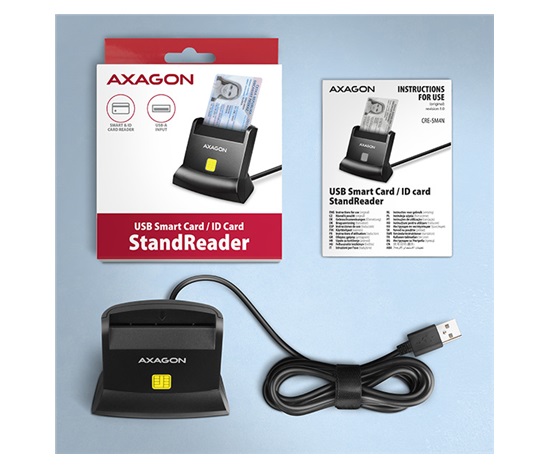 AXAGON CRE-SM4N, USB-A StandReader czytnik kart identyfikacyjnych, kabel 1,3 m