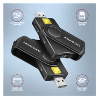 AXAGON CRE-SMP2A, USB-A + USB-C PocketReader 4-slot czytnik kart identyfikacyjnych + SD/microSD/SIM