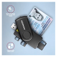 AXAGON CRE-SMP2A, USB-A + USB-C PocketReader 4-slot czytnik kart identyfikacyjnych + SD/microSD/SIM