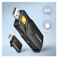 AXAGON CRE-SMP2A, USB-A + USB-C PocketReader 4-slot czytnik kart identyfikacyjnych + SD/microSD/SIM