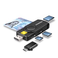AXAGON CRE-SMP2A, USB-A + USB-C PocketReader 4-slot czytnik kart identyfikacyjnych + SD/microSD/SIM