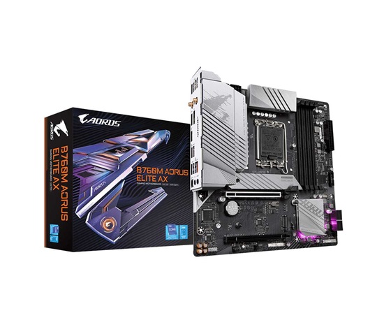 GIGABYTE MB Sc LGA1700 B760M AORUS ELITE AX, Intel B760, 4xDDR5, 1xDP, 1xHDMI, WI-FI, mATX