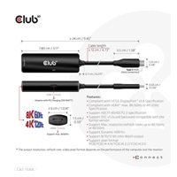 Club3D Adaptér USB-C na HDMI 8K60Hz/4K120Hz, Active Adapter M/F, PD 3.0, HDR10+ a DSC 1.2