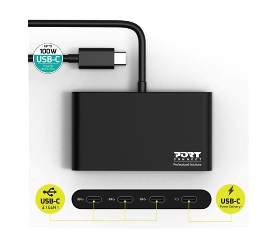 PORT hub USB-C s porty 3x USB-C 3.1 + 1x USB-C 100 W PD