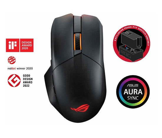 ASUS myš ROG Chakram X Origin, RGB, Bluetooth, černá