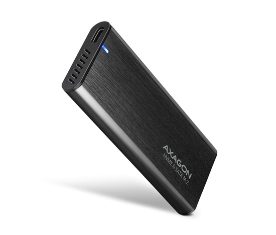 AXAGON EEM2-SB2, USB-C 3.2 Gen 2 - M.2 NVMe & SATA SSD metalowy RAW box, bezśrubowy, czarny