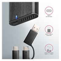 AXAGON EEM2-SB2, USB-C 3.2 Gen 2 - M.2 NVMe & SATA SSD metalowy RAW box, bezśrubowy, czarny
