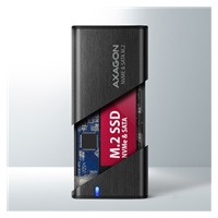AXAGON EEM2-SB2, USB-C 3.2 Gen 2 - M.2 NVMe & SATA SSD metalowy RAW box, bezśrubowy, czarny