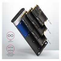 AXAGON EEM2-SB2, USB-C 3.2 Gen 2 - M.2 NVMe & SATA SSD metalowy RAW box, bezśrubowy, czarny