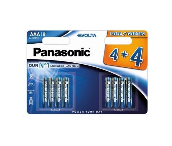 PANASONIC Alkalické baterie Evolta Platinum LR03EGE/8BW 4+4F AAA 1,5V (Blistr 8ks)