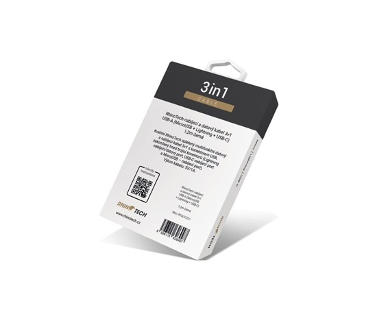 RhinoTech nabíjecí a datový kabel 3v1 USB-A (MicroUSB + Lightning + USB-C) 1,2m černá