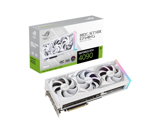 ASUS VGA NVIDIA GeForce RTX 4090 ROG STRIX WHITE OC 24G, 24G GDDR6X, 3xDP, 2xHDMI