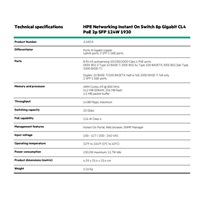 HPE Networking Instant On Switch 8p Gigabit CL4 PoE 2p SFP 124W 1930 (JL681)
