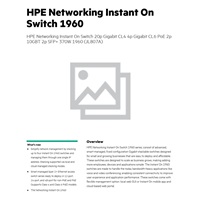 HPE Networking Instant On Switch 20p Gigabit CL4 4p Gigabit CL6 PoE 2p 10GBT 2p SFP+ 370W 1960 (JL807A).