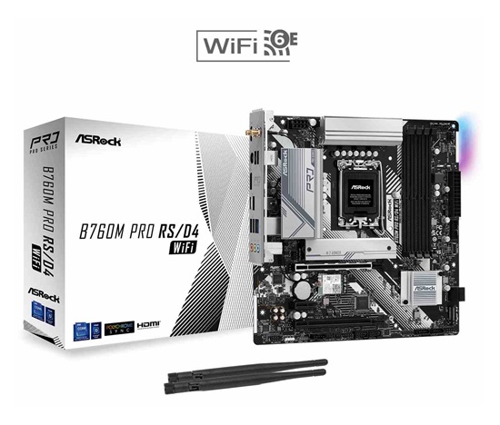 ASRock MB Sc LGA1700 B760M PRO RS/D4 WIFI, Intel B760, 4xDDR4, 1xDP, 1xHDMI, WI-FI, mATX