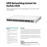 HPE Networking Instant On Switch 48p Gigabit CL4 PoE 4p SFP+ 370W 1930 (JL686B)