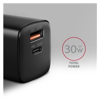 AXAGON ACU-PQ30, Sil ładowarka sieciowa 30W, 2x port (USB-A + USB-C), PD3.0/PPS/QC4+/SFC/AFC/Apple, czarna