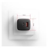 AXAGON ACU-PQ30, Sil ładowarka sieciowa 30W, 2x port (USB-A + USB-C), PD3.0/PPS/QC4+/SFC/AFC/Apple, czarna