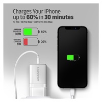 AXAGON ACU-PQ30W, Sil ładowarka sieciowa 30W, 2x port (USB-A + USB-C), PD3.0/PPS/QC4+/SFC/AFC/Apple, biała