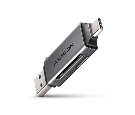 AXAGON CRE-DAC, USB-C + USB-A, 5 Gbps - czytnik kart MINI, 2-slot & lun SD/microSD, obsługa UHS-I